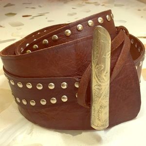 Funky Moroccan Leather Belt w/rivets